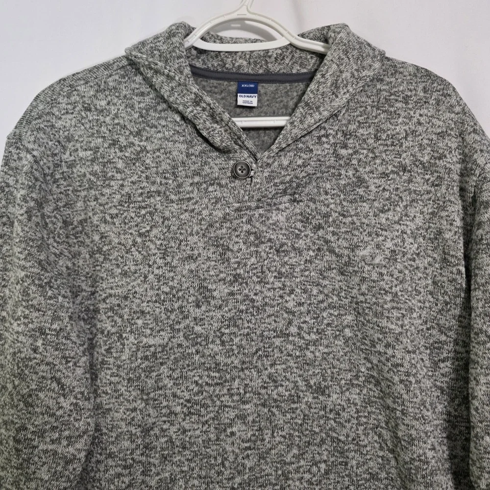 Old Navy Youth XXL 18 Gray Marled Knit‎ Pullover Sweater Button Neck